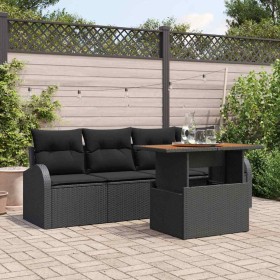 Conjunto de sofá de jardín con cojín Manual 5 pcs Negro en Sofás de exterior | Comprar online en Foru.es