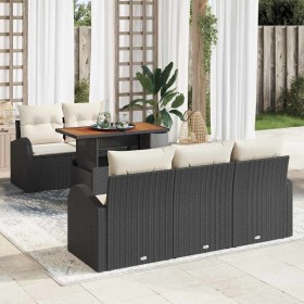 Conjunto de sofá de jardín con cojín 6 pcs Negro y crema en Sofás de exterior | Comprar online en Foru.es