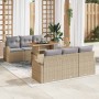 Conjunto de sofá de jardín con cojín 7 pcs beige y gris claro en Sofás de exterior | Comprar online en Foru.es