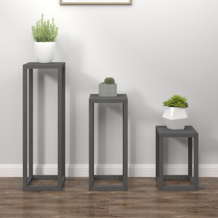 Set de bar 3 piezas madera maciza de pino gris de vidaXL, Soportes para macetas - Ref: Foro24-822269, Precio: 103,43 €, Descu...
