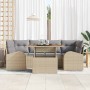 Conjunto de sofá de jardín con cojín 7 pcs beige y gris claro en Sofás de exterior | Comprar online en Foru.es