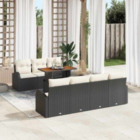Conjunto de sofá de jardín con cojín 8 pcs Negro y crema en Sofás de exterior | Comprar online en Foru.es