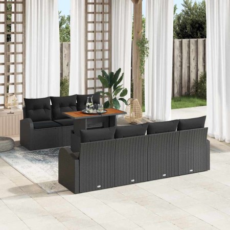 Conjunto de sofá de jardín con cojín 8 pcs Negro en Sofás de exterior | Comprar online en Foru.es