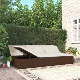 Tumbona convertible con cojines de ratán sintético marrón de vidaXL, Camas para exteriores - Ref: Foro24-317239, Precio: 351,...