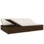 Tumbona convertible con cojines de ratán sintético marrón de vidaXL, Camas para exteriores - Ref: Foro24-317239, Precio: 353,...