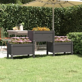 Jardinera de madera de pino maciza gris 178,5x44x75 cm de vidaXL, Maceteros y jardineras - Ref: Foro24-822249, Precio: 128,88...