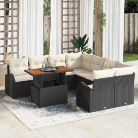 Conjunto de sofá de jardín con cojín Manual 9 pcs Negro y crema en Sofás de exterior | Comprar online en Foru.es