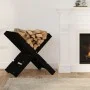 Soporte de leña madera maciza de pino negro 47x39,5x48 cm de vidaXL, Accesorios para bolsas y soportes de leña - Ref: Foro24-...