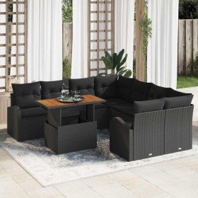 Conjunto de sofá de jardín con cojín 9 pcs Negro en Sofás de exterior | Comprar online en Foru.es