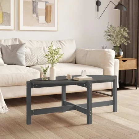 Mesa de centro de madera maciza de pino gris 118x63x45 cm de vidaXL, Mesas de centro - Ref: Foro24-822319, Precio: 51,95 €, D...