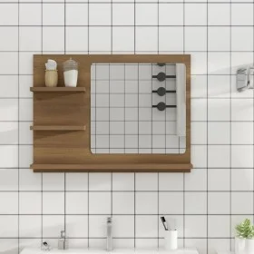 Espejo de baño madera contrachapada marrón roble 60x10,5x45 cm de vidaXL, Tocadores de baño - Ref: Foro24-815662, Precio: 32,...