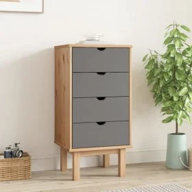 Cajonera OTTA madera maciza de pino marrón y gris 45x39x90 cm de vidaXL, Cajoneras - Ref: Foro24-348580, Precio: 96,09 €, Des...