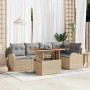 Conjunto de sofá de jardín con cojín 6 pcs beige y gris claro en Sofás de exterior | Comprar online en Foru.es