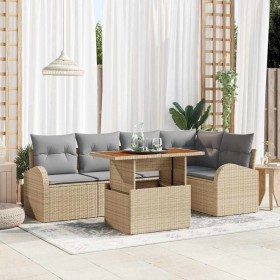 Conjunto de sofá de jardín con cojín 6 pcs beige y gris claro en Sofás de exterior | Comprar online en Foru.es