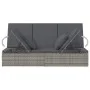 Tumbona doble convertible y cojines ratán sintético gris oscuro de vidaXL, Camas para exteriores - Ref: Foro24-317240, Precio...