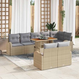 Conjunto de sofá de jardín con cojín 9 pcs beige y gris claro en Sofás de exterior | Comprar online en Foru.es