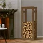 Estante para leña madera maciza de pino marrón miel 41x25x100cm de vidaXL, Accesorios para bolsas y soportes de leña - Ref: F...