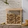 Leñero de madera maciza de pino 108x64,5x110 cm de vidaXL, Accesorios para bolsas y soportes de leña - Ref: Foro24-822437, Pr...
