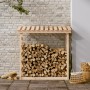 Leñero de madera maciza de pino 108x64,5x110 cm de vidaXL, Accesorios para bolsas y soportes de leña - Ref: Foro24-822437, Pr...