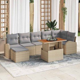 Conjunto de sofá de jardín con cojín 8 pcs beige y gris claro en Sofás de exterior | Comprar online en Foru.es