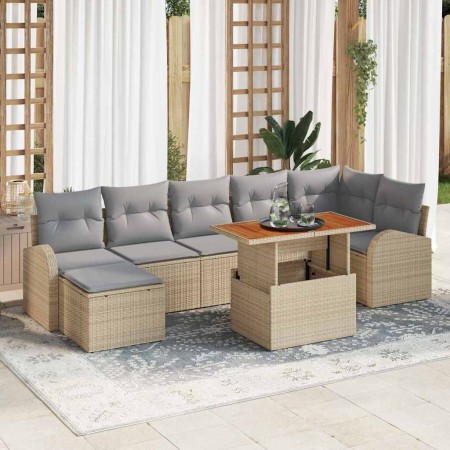 Conjunto de sofá de jardín con cojín 8 pcs beige y gris claro en Sofás de exterior | Comprar online en Foru.es