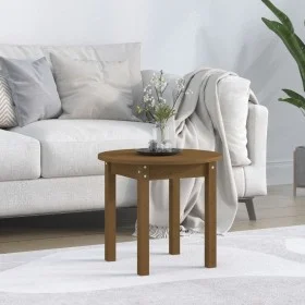 Mesa de centro de madera maciza de pino marrón miel Ø 45x40 cm de vidaXL, Mesas de centro - Ref: Foro24-822335, Precio: 28,71...