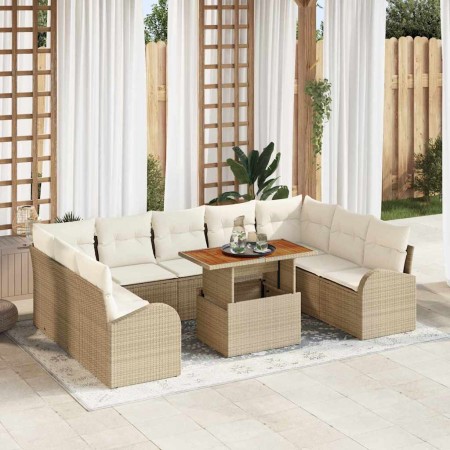 Conjunto de sofá de jardín con cojín 10 pcs beige y crema en Sofás de exterior | Comprar online en Foru.es