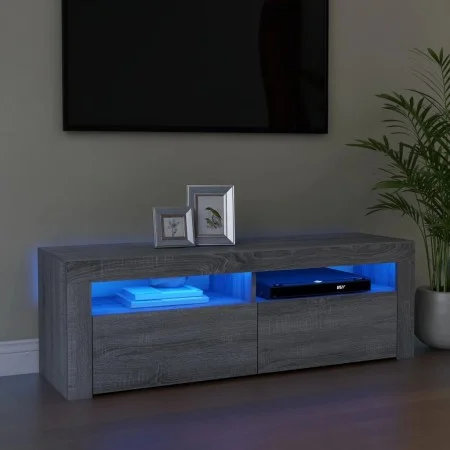 Mueble de TV con luces LED gris Sonoma 120x35x40 cm de vidaXL, Muebles TV - Ref: Foro24-815688, Precio: 73,89 €, Descuento: %