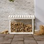 Leñero de madera maciza de pino blanco 108x64,5x78 cm de vidaXL, Accesorios para bolsas y soportes de leña - Ref: Foro24-8224...