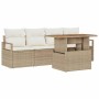 Conjunto de sofá de jardín con cojín Manual 5 pcs beige y crema en Sofás de exterior | Comprar online en Foru.es