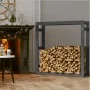 Estante para leña madera maciza de pino gris 100x25x100 cm de vidaXL, Accesorios para bolsas y soportes de leña - Ref: Foro24...