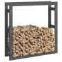 Estante para leña madera maciza de pino gris 100x25x100 cm de vidaXL, Accesorios para bolsas y soportes de leña - Ref: Foro24...