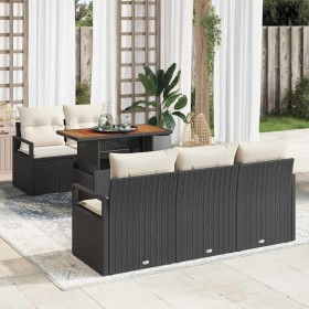 Conjunto de sofá de jardín con cojín Manual 6 pcs Negro y crema en Sofás de exterior | Comprar online en Foru.es