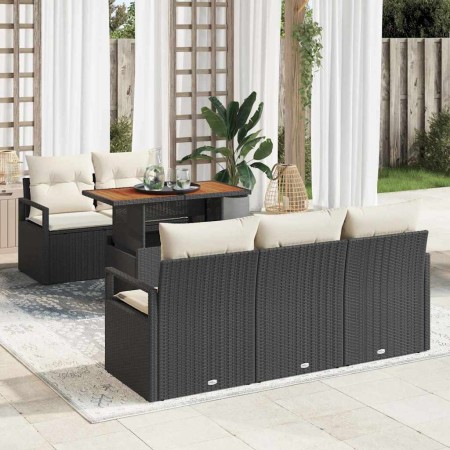 Conjunto de sofá de jardín con cojín Manual 6 pcs Negro y crema en Sofás de exterior | Comprar online en Foru.es
