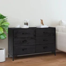 Aparador de madera maciza de pino negro 110x35x70 cm de vidaXL, Aparadores - Ref: Foro24-349922, Precio: 269,33 €, Descuento: %