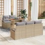 Conjunto de sofá de jardín con cojín 6 pcs beige y gris claro en Sofás de exterior | Comprar online en Foru.es