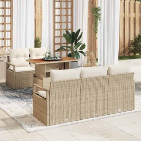 Conjunto de sofá de jardín con cojín Manual 6 pcs beige y crema en Sofás de exterior | Comprar online en Foru.es