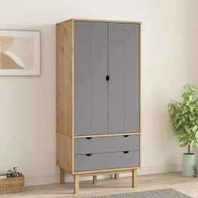 Armario OTTA madera maciza pino marrón y gris 76,5x53x172 cm de vidaXL, Armarios roperos - Ref: Foro24-348589, Precio: 243,71...