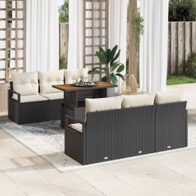 Conjunto de sofá de jardín con cojín 7 pcs Negro y crema en Sofás de exterior | Comprar online en Foru.es