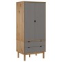 Armario OTTA madera maciza pino marrón y gris 76,5x53x172 cm de vidaXL, Armarios roperos - Ref: Foro24-348589, Precio: 246,55...