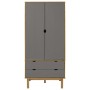 Armario OTTA madera maciza pino marrón y gris 76,5x53x172 cm de vidaXL, Armarios roperos - Ref: Foro24-348589, Precio: 246,55...