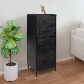 Solid black pine wood dresser 42x35x110 cm by vidaXL, Drawers - Ref: Foro24-349928, Price: 186,58 €, Discount: %