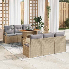 Conjunto de sofá de jardín con cojín 7 pcs beige y gris claro en Sofás de exterior | Comprar online en Foru.es