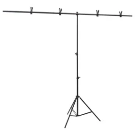 Soporte para fondos en forma de T negro 201x60x(70-200) cm de vidaXL, Montajes de estudio - Ref: Foro24-190253, Precio: 31,86...