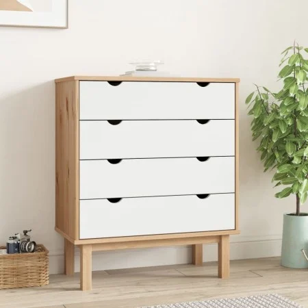 Cajonera OTTA madera maciza pino marrón y blanco 76,5x39,5x90cm de vidaXL, Cajoneras - Ref: Foro24-348584, Precio: 127,26 €, ...
