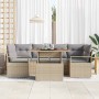 Conjunto de sofá de jardín con cojín 7 pcs beige y gris claro en Sofás de exterior | Comprar online en Foru.es