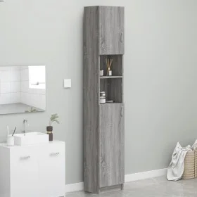 Badezimmerschrank aus grauem Sonoma-Sperrholz, 32 x 25,5 x 190 cm von vidaXL, Badezimmermöbel - Ref: Foro24-815538, Preis: 71...