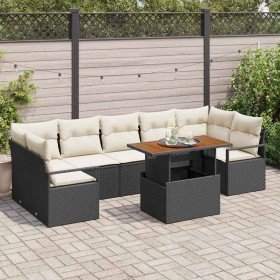 Conjunto de sofá de jardín con cojín Manual 8 pcs Negro y crema en Sofás de exterior | Comprar online en Foru.es