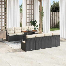 Conjunto de sofá de jardín con cojín Manual 9 pcs Negro y crema en Sofás de exterior | Comprar online en Foru.es