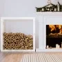 Estante para leña madera maciza de pino blanco 100x25x100 cm de vidaXL, Accesorios para bolsas y soportes de leña - Ref: Foro...